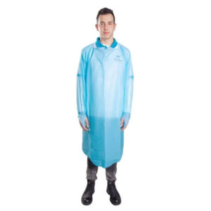 China Waterproof Plastic Disposable CPE Isolation Gown with Thumb Loops