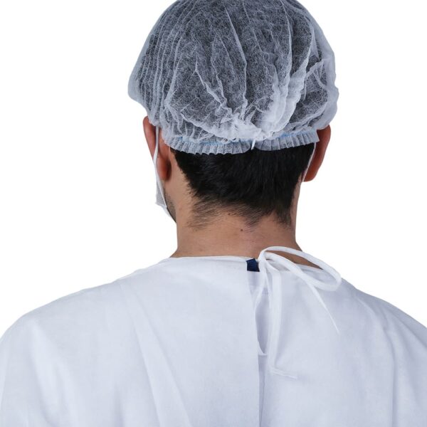 Level 1 White PP Non Woven Isolation Gown With Elastic Cuff