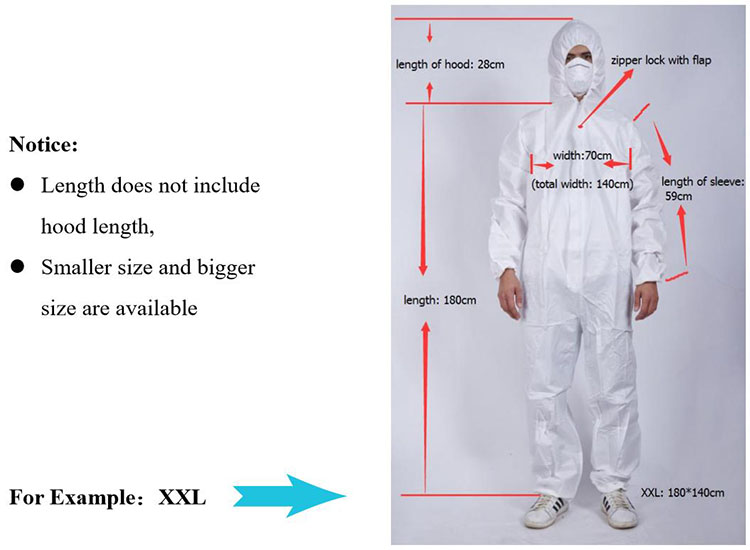 disposable coverall size chart 