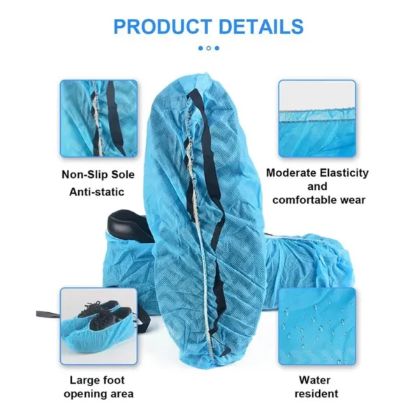 Non Slip Disposable ESD Shoe Covers Anti Static Protective Overshoes with Conductive Strip for Medical Cleanroom Laboratory Industrial Use - Image 2