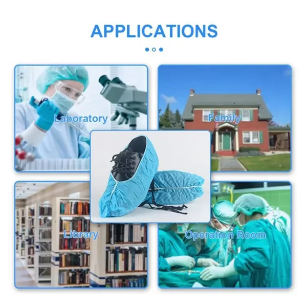 Non Slip Disposable ESD Shoe Covers Anti Static Protective Overshoes with Conductive Strip for Medical Cleanroom Laboratory Industrial Use - Image 4