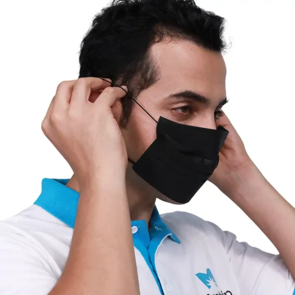 Premium Black Surgical Mask – 3-Ply Disposable Face Mask for Adults, Comfortable Breathable Protection for Doctors, Nurses, Hospitals, and Everyday Use - Image 2