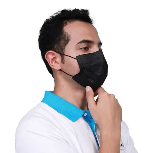 Premium Black Surgical Mask – 3-Ply Disposable Face Mask for Adults, Comfortable Breathable Protection for Doctors, Nurses, Hospitals, and Everyday Use - Image 4