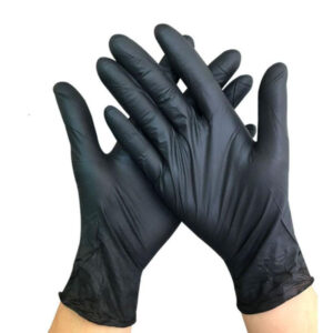 Black nitrile exam gloves