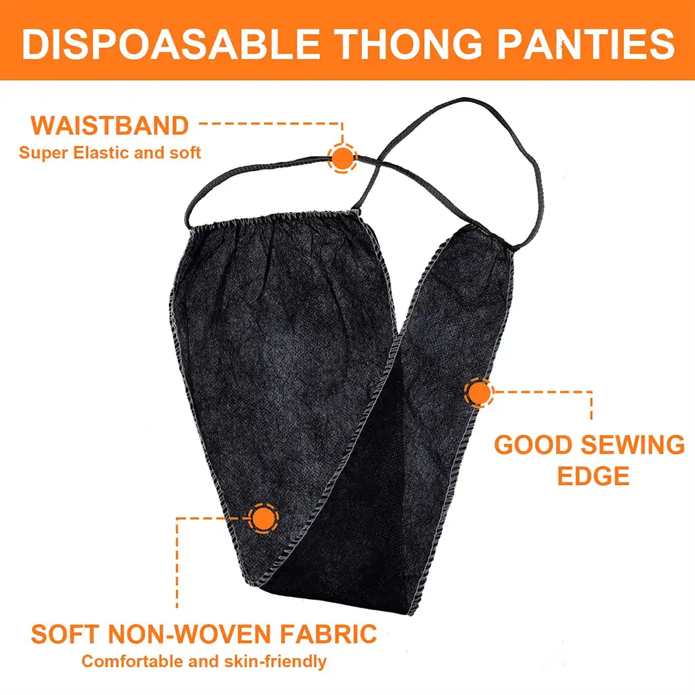 Women’s Black T-String Disposable Thongs Nonwoven Bikini Underwear for Spray Tanning, Spa Treatments, Waxing, Massage, Salon Use, Hygienic Single-Use Lightweight Comfort Wear - Image 2