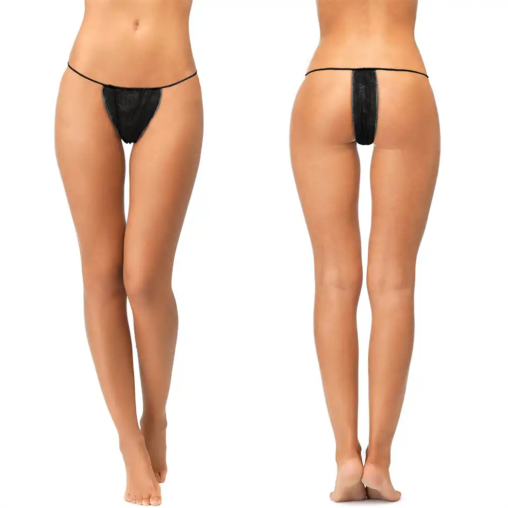 Women’s Black T-String Disposable Thongs Nonwoven Bikini Underwear for Spray Tanning, Spa Treatments, Waxing, Massage, Salon Use, Hygienic Single-Use Lightweight Comfort Wear - Image 5