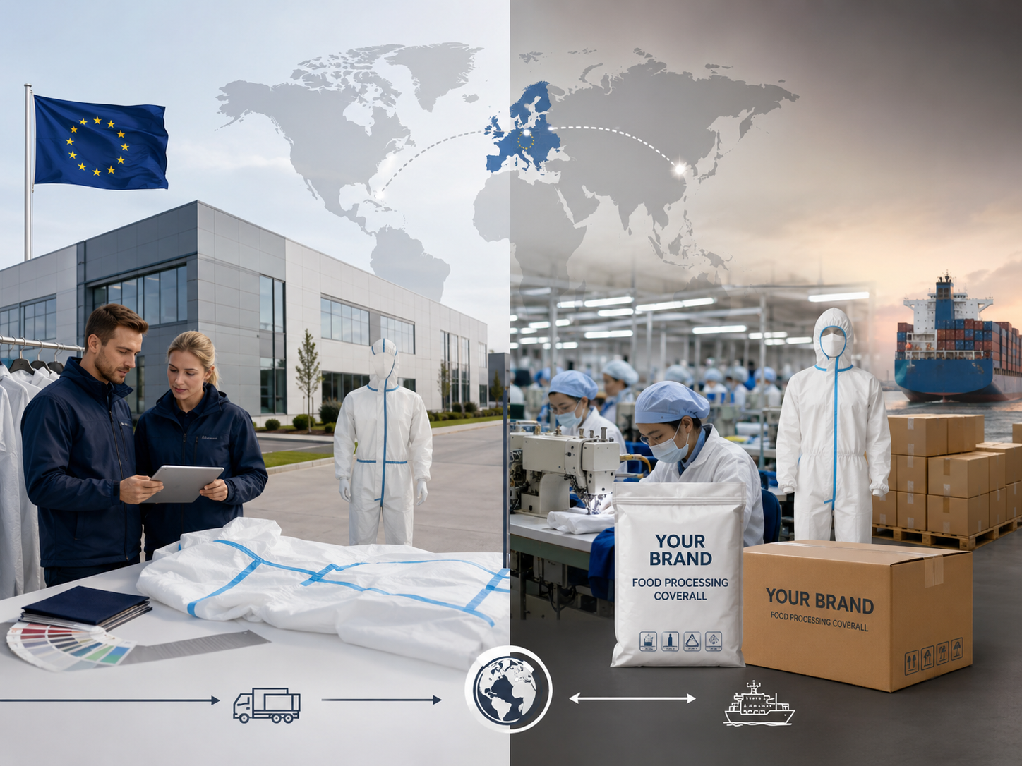 Poland Suppliers vs China PPE Manufacturers for Food Processing Coverall OEM Orders