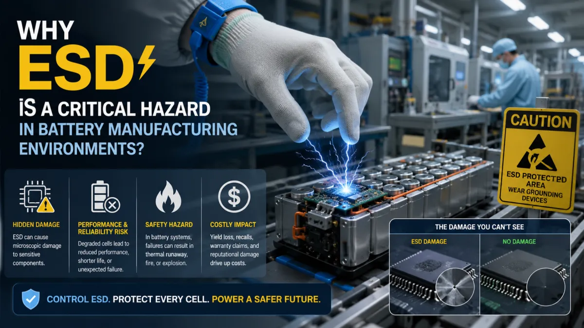 Why ESD Is a Critical Hazard in Battery Manufacturing Environments